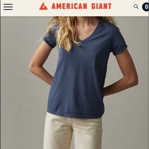 American Giant CLASSIC COTTON V-NECK TEE Size Large Nautical Blue EUC